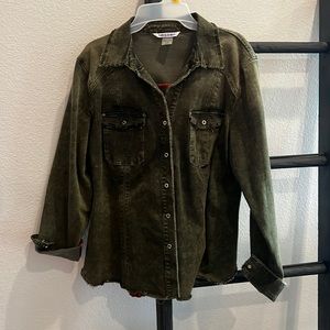 Distressed Olive Green Denim Jacket